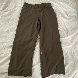 Tilley Women Sz 12 Hiking Cargo Pants Adjustable Waist convertible length green